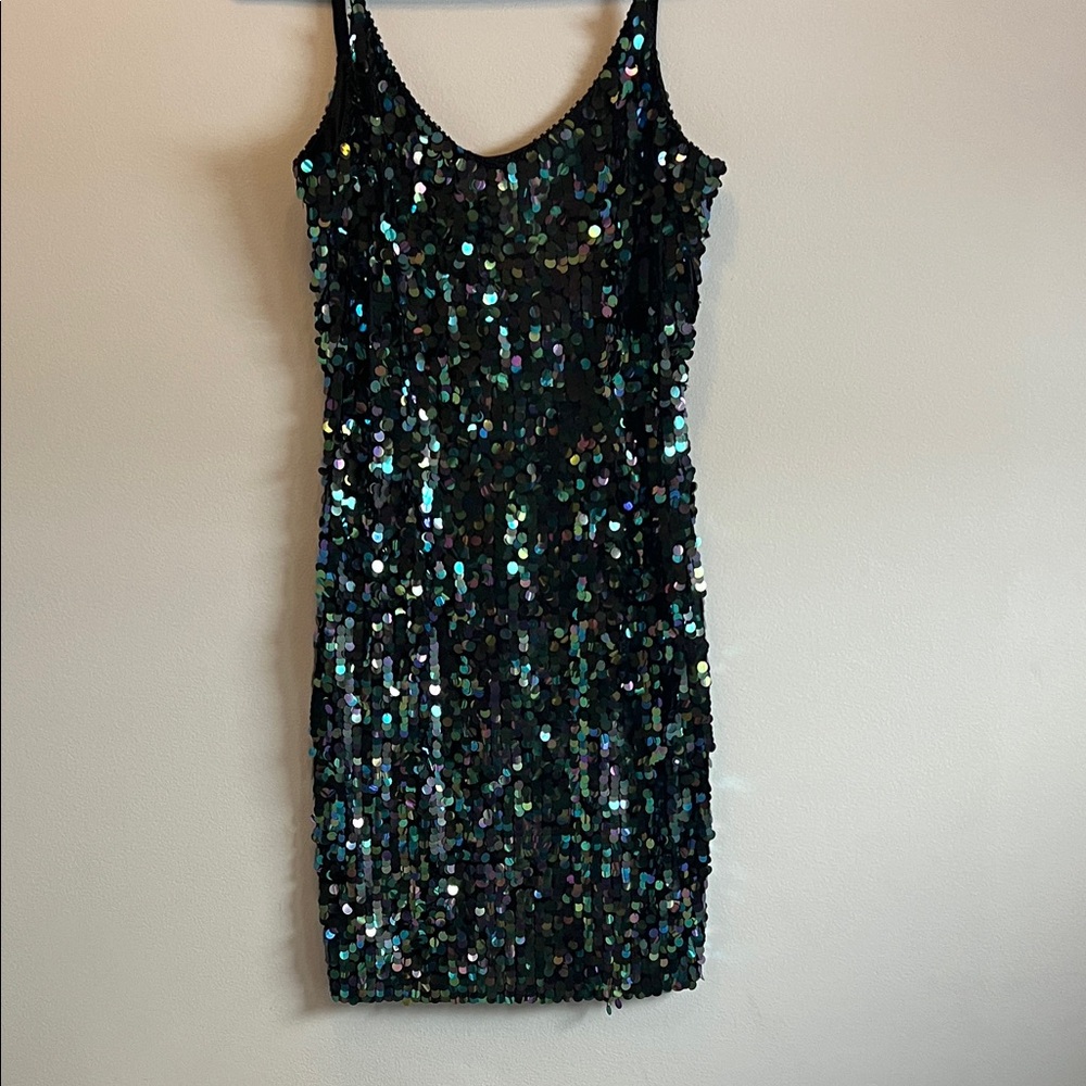 Oleg Cassini Iridescent Sequin Mini Dress